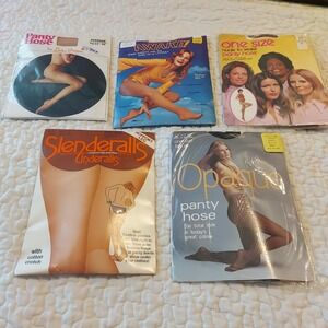 Vintage Pantyhose Lot 5 Pairs Awake Lady Brevoni Underalls Nude Black Brown NEW